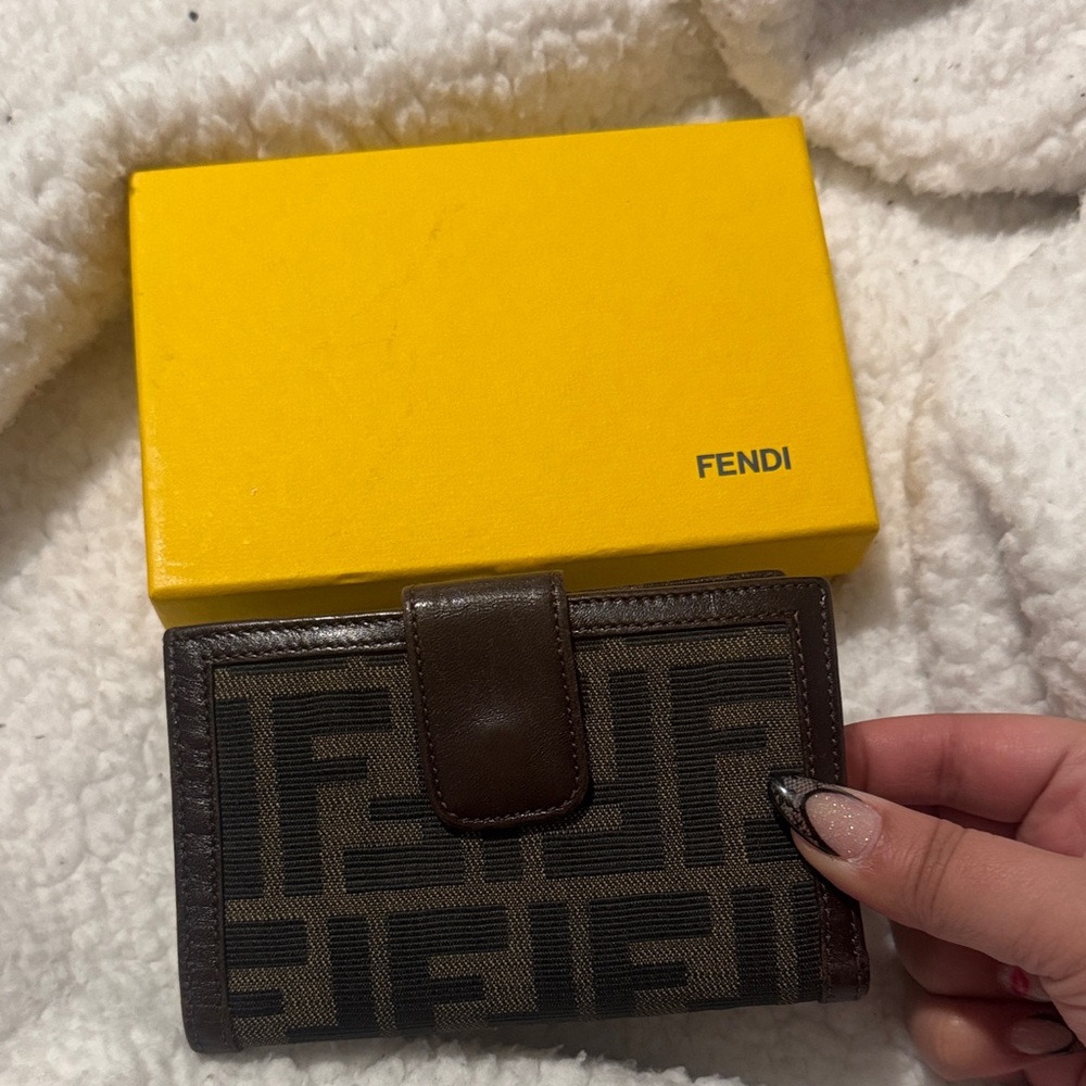 Fendi Brown and Black Logo wallet comes with box